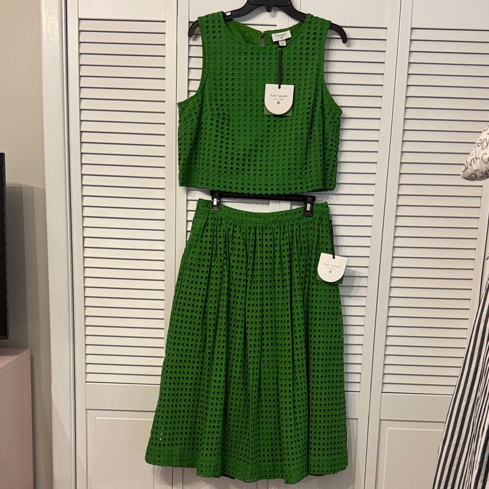 kate spade x Target Eyelet Crop Top & Skirt Set in Bright Green NWT Sz M
